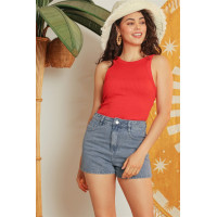 Ribbed V Strap Back Bodysuit