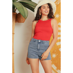 Ribbed V Strap Back Bodysuit