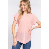 Dolman Slv Button Down Woven Top