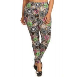 Plus Size Abstract Print, Full Length Leggings In A Slim Fitting Style With A Banded High Waist