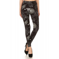 Super Soft Peach Skin Fabric, Multi-color Printed Knit Legging With Elastic High Waist Band