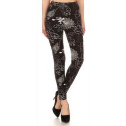 Super Soft Peach Skin Fabric, Multi-color Printed Knit Legging With Elastic High Waist Band