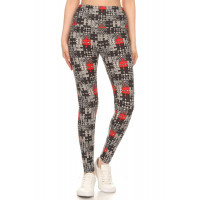 5-inch Long Yoga Style Banded Lined Puzzle Printed Knit Legging With High Waist
