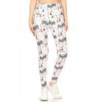 5-inch Long Yoga Style Banded Lined Sailor Printed Knit Legging With High Waist
