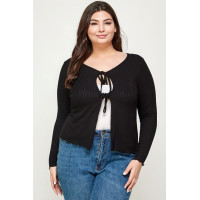 Solid Ribbed Pointelle Cardigan
