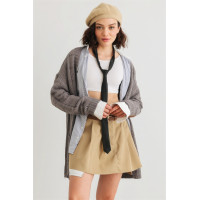 Knit Two Pocket Long Sleeve Open Front Cardigan