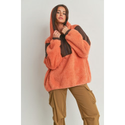 Two-toned Cozy Hooded Sweater