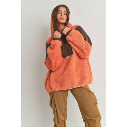 Two-toned Cozy Hooded Sweater
