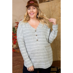 Brushed Hacci Two Tone Stripe Top