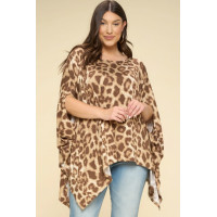 Animal Printed Rayon Span Poncho