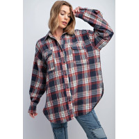 Washed Plaid Button Down Shirt