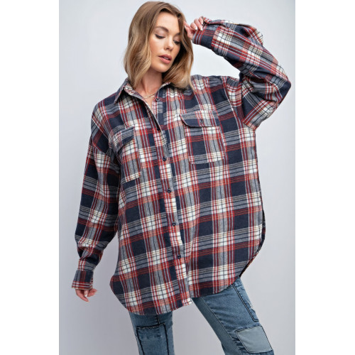 Washed Plaid Button Down Shirt