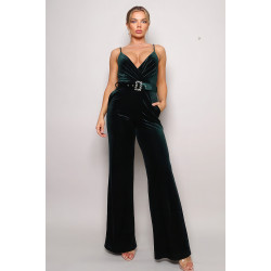Samba Rhinestone Belt Velvet Jumpsuit