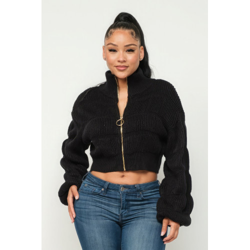 Michelin Sweater Top W/ Front Zipper