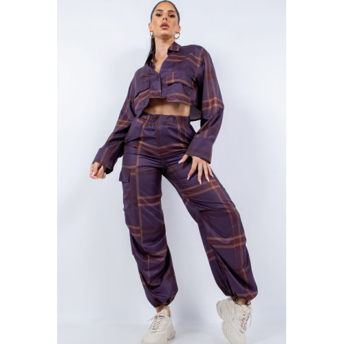 Cropped Shirt & Cargo Pants Set