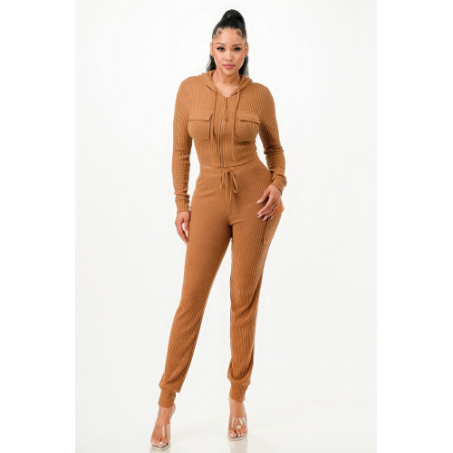 Rib Cargo Hoodie Set