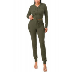 Rib Cargo Hoodie Set