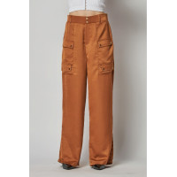 Satin Cargo Pocket Wide Leg Pants