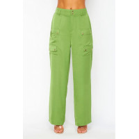 Satin Cargo Pocket Wide Leg Pants