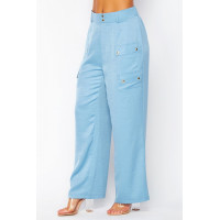 Satin Cargo Pocket Wide Leg Pants