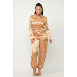 Front Zipper Pockets Top And Pants Jumpsuit