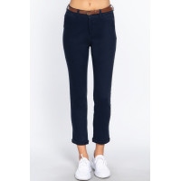 Cotton-span Twill Belted Long Pants