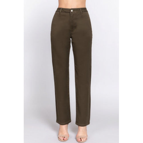 Straight Fit Twill Long Pants