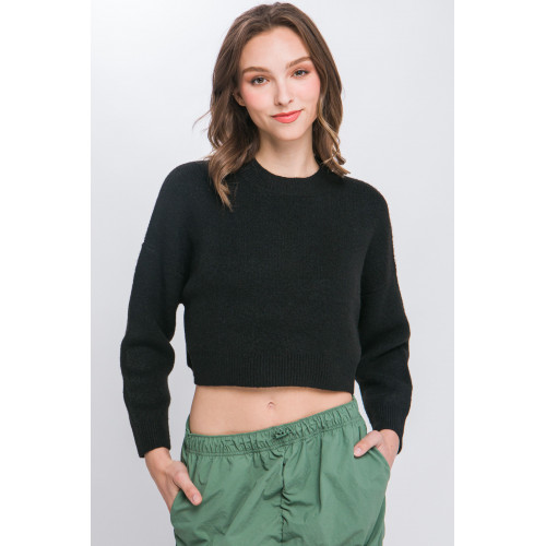 Wool Blend Cropped Sweater Top