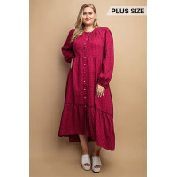 Plaid Button Down Hi - Low Hem Maxi Dress