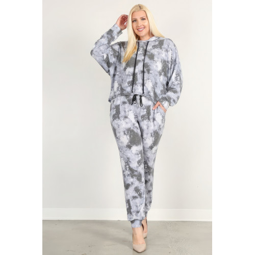Tie Dye Print Pullover Hoodie And Sweatpants