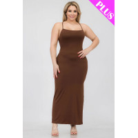 Plus Size Crisscross Back Split Thigh Maxi Dress