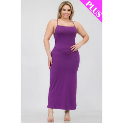 Plus Size Crisscross Back Split Thigh Maxi Dress