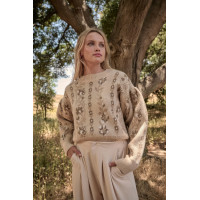 Floral Round Neck Long Sleeve Relax Fit Sweater