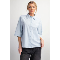 Half Slvs Stretch Poplin Button Down Shirt
