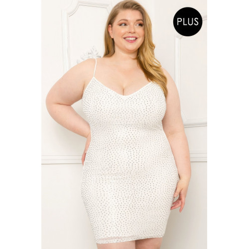 Rhinestone Body Plus Size Mini Dress