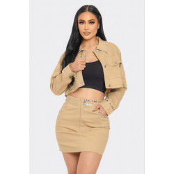Embroidered cropped shirt set