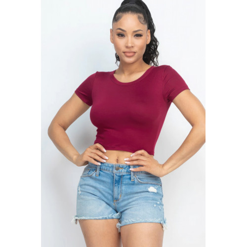 Short Sleeve Roundneck Crop Top