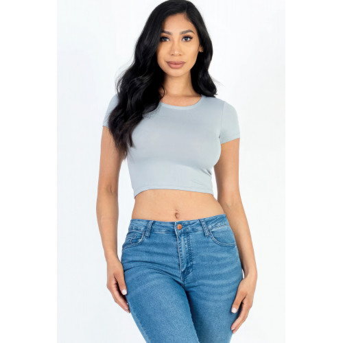 Short Sleeve Roundneck Crop Top