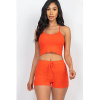 Ribbed Crop Cami Top & Shorts Set