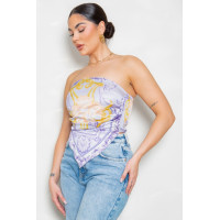 Strapless Satin Effect Scarf Top