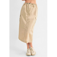Cargo Skirt With Drawstring Midi Skirt