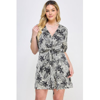 Plus Botanical Print Front Tie Dress