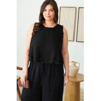 Plus Size Boho Sleeveless Frayed Hem Top