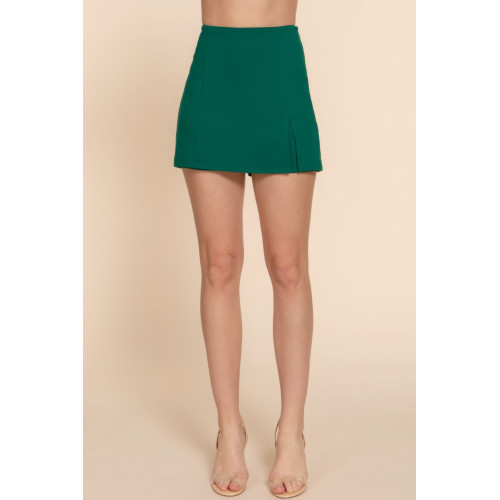 Side Zipper Slit Ponte Mini Skort