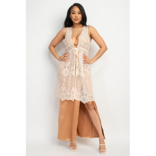 Sheer Embroidered Lace Vest