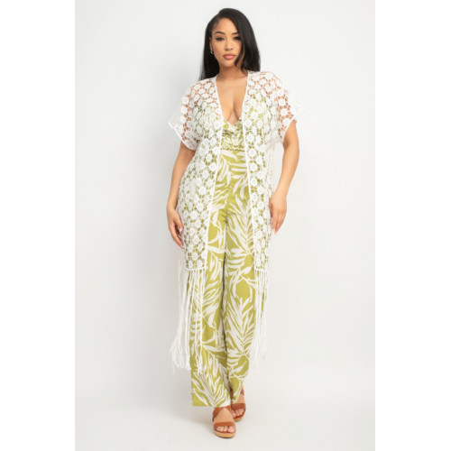 Crocheted Open-front Fringe Kimono