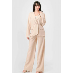 Luxe Stretch Woven Loose Fit Blazer And Wide Legs Pants Semi Formal Set