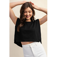 Sleeveless Crop Top With Shoulder Pads