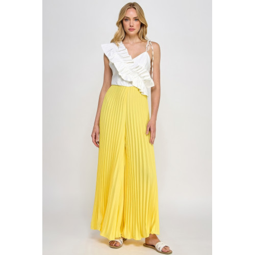 Cami Asymmetrical Ruffle Detail Pleated Bottom Jumpsuit