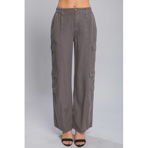 Full-length Tencel Pants With Cargo Pockets